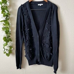 See by Chloe Bow Tie Embroidered 100% cotton Blue Cardigan Sweater